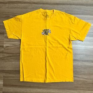 Cooke Collective Mens Yellow T-Shirt Sz L PacSun Love Chinese Floral Embroidered